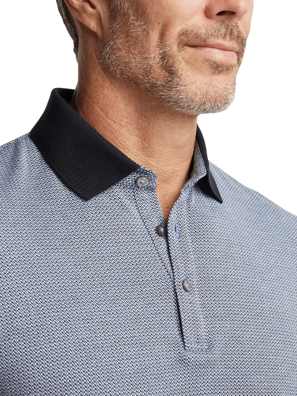 Cotton Three Button Polo - Blue Multi - Image 3