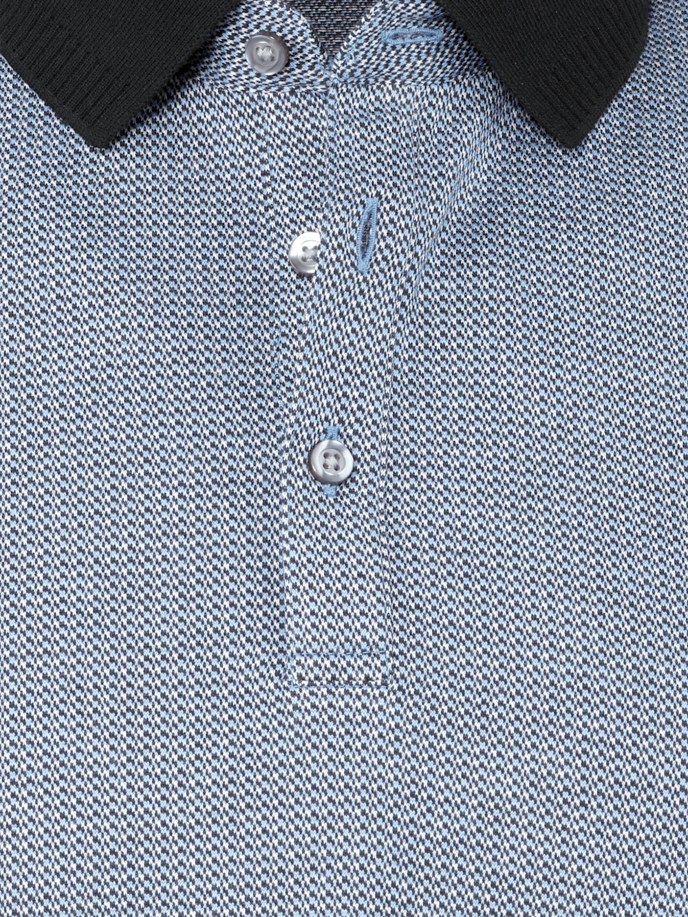 Cotton Three Button Polo - Blue Multi - Image 7