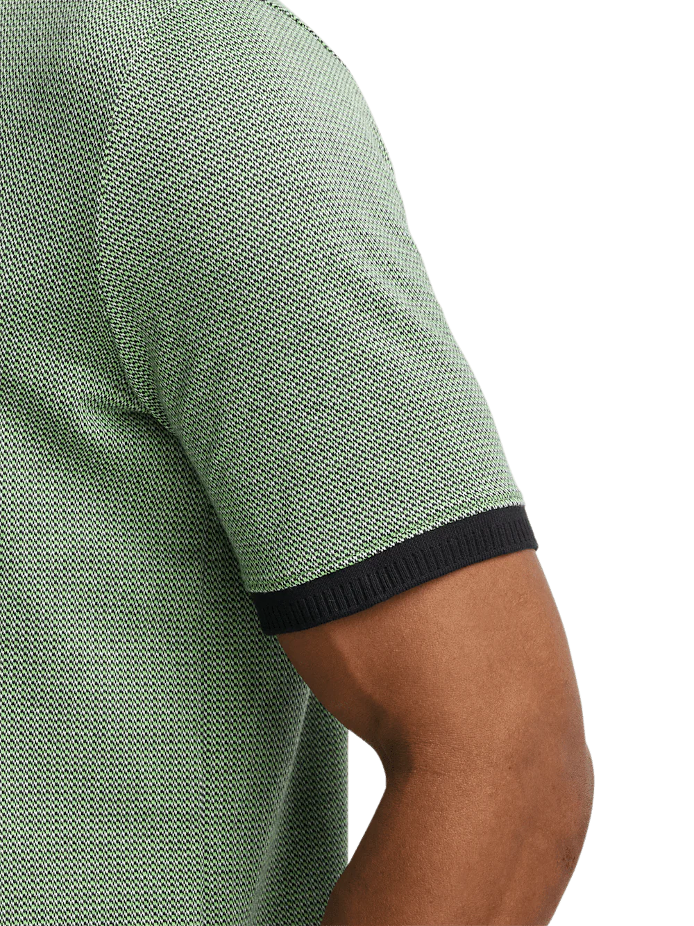 Cotton Three Button Polo - Green Multi - Image 4