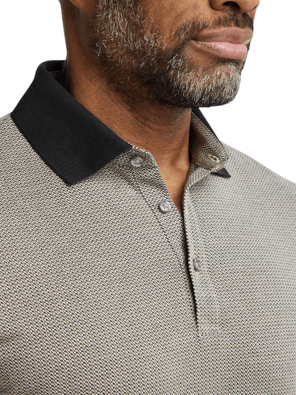 Cotton Three Button Polo - Tan Multi - Image 3