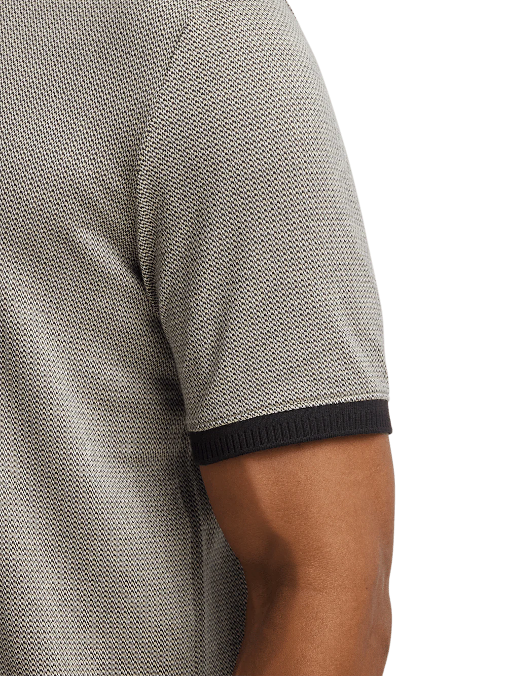 Cotton Three Button Polo - Tan Multi - Image 4