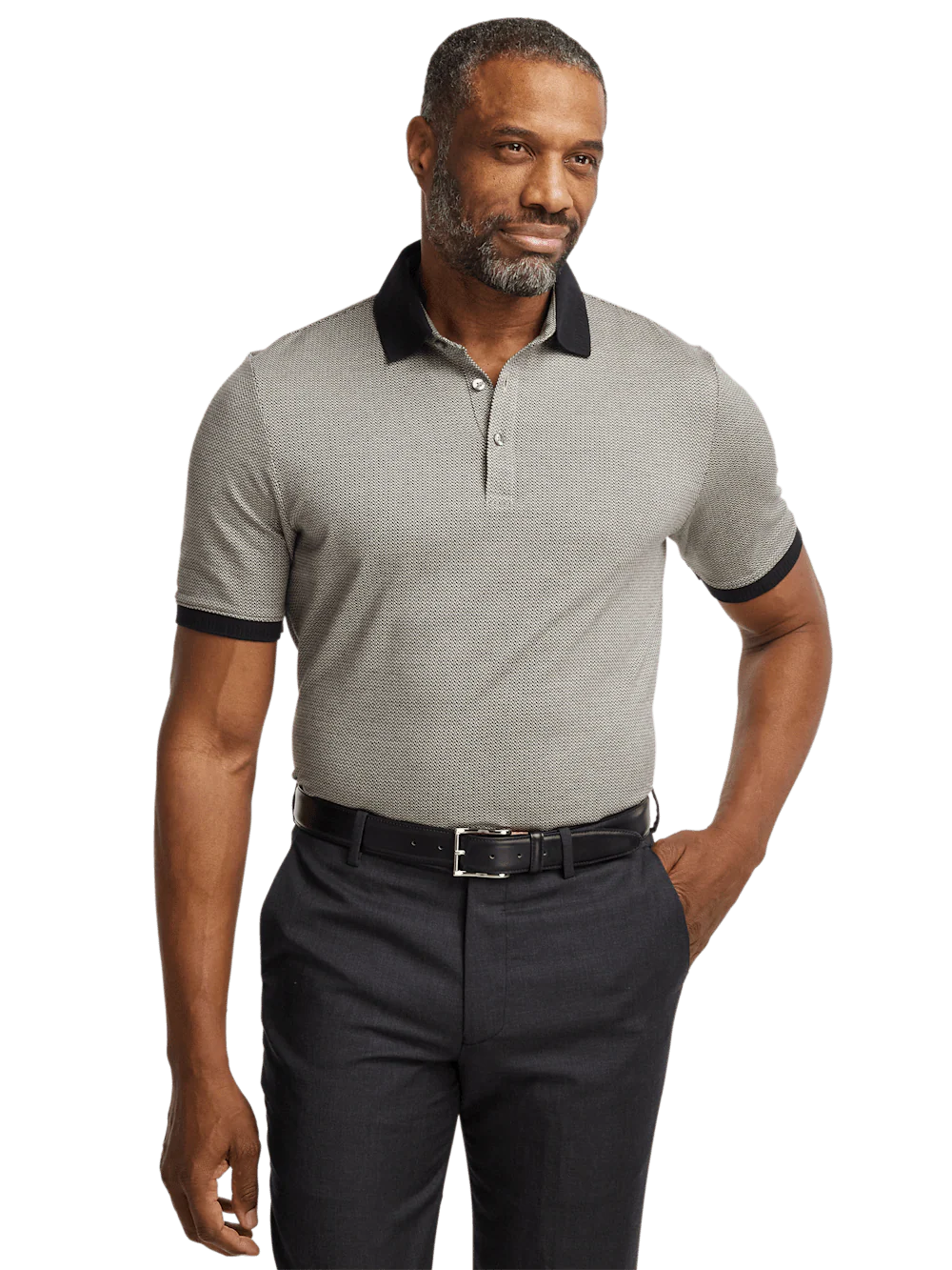 Cotton Three Button Polo - Tan Multi - Image 5
