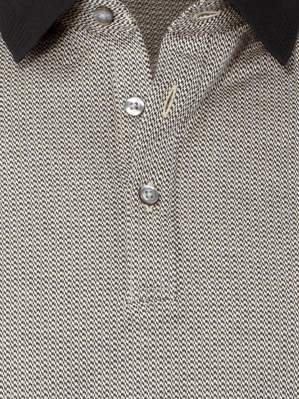 Cotton Three Button Polo - Tan Multi - Image 7