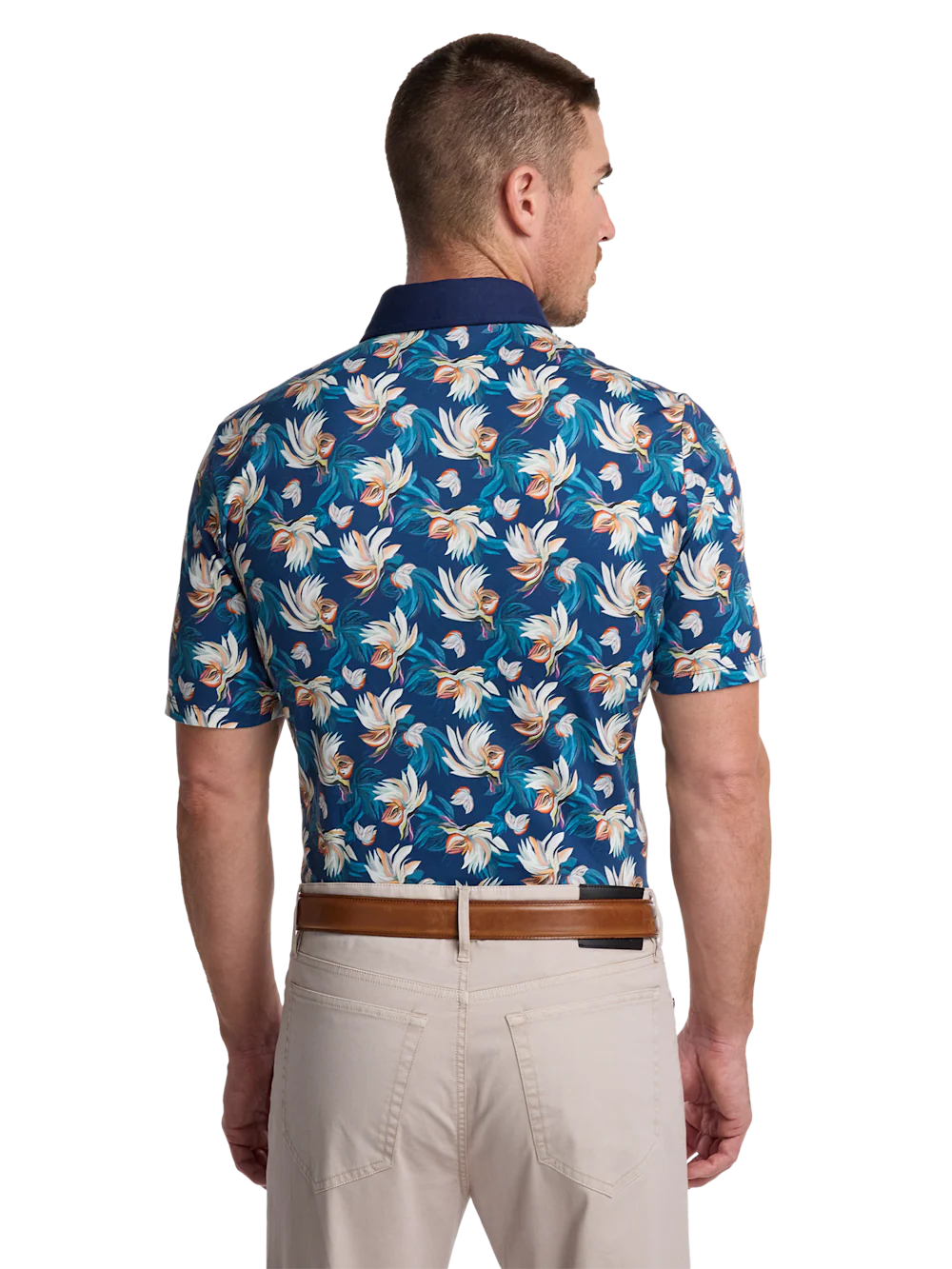 Cotton Three Button Polo - Blue - Image 6