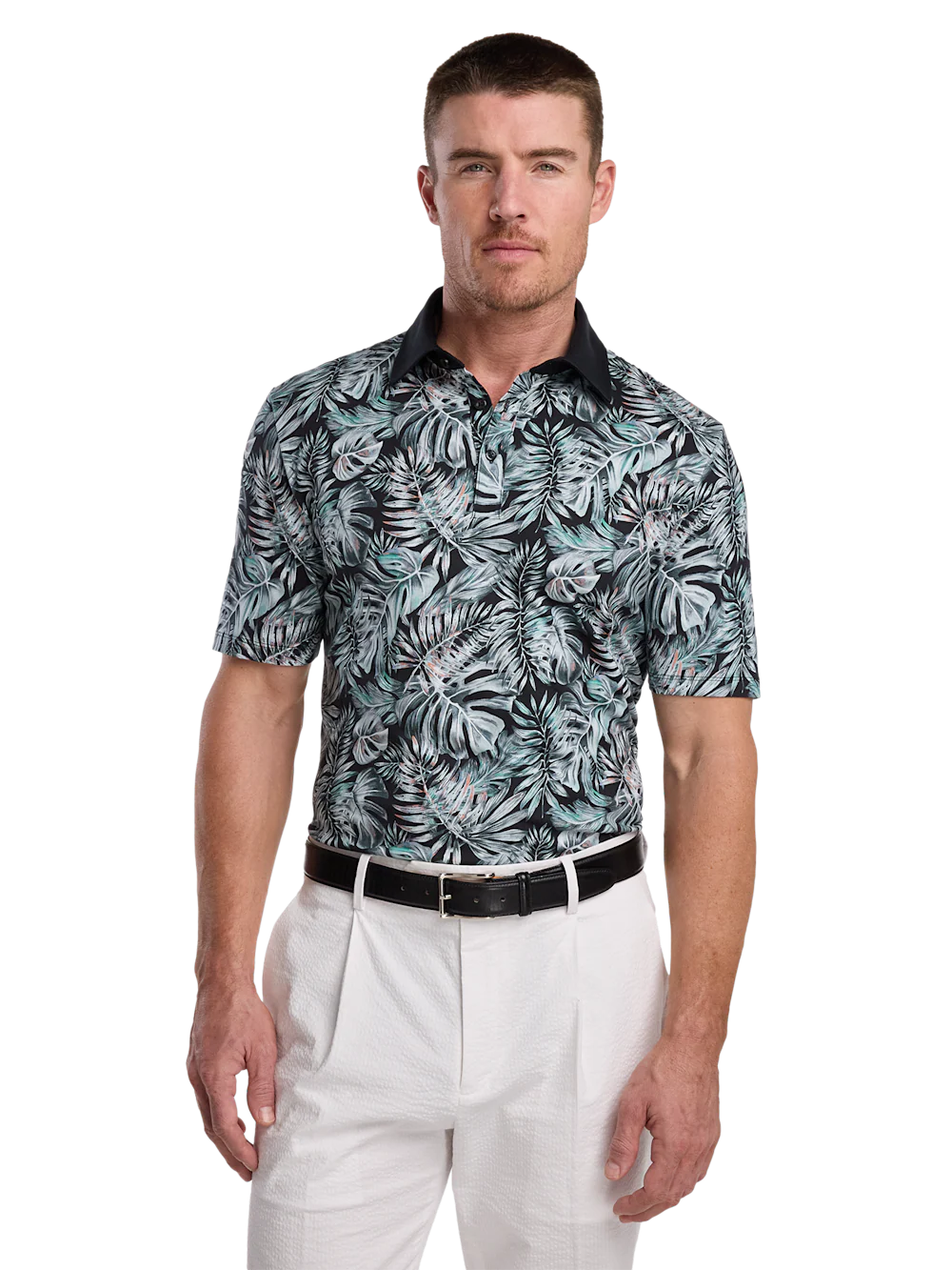 Cotton Three Button Polo - Black - Image 3