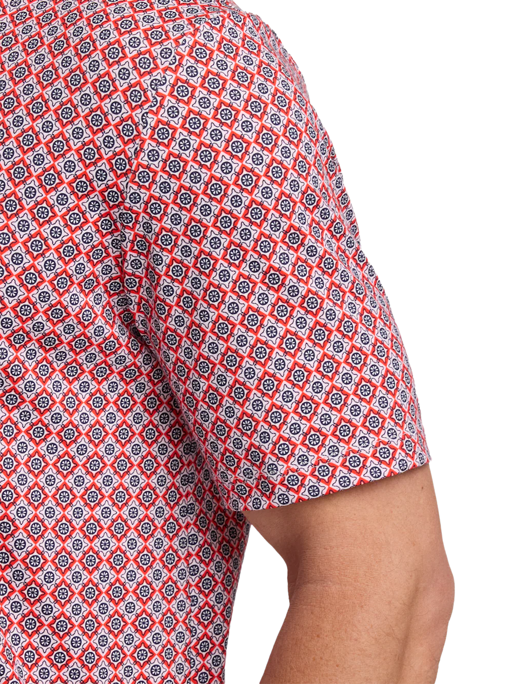 Cotton Three Button Polo - Red Multi - Image 5