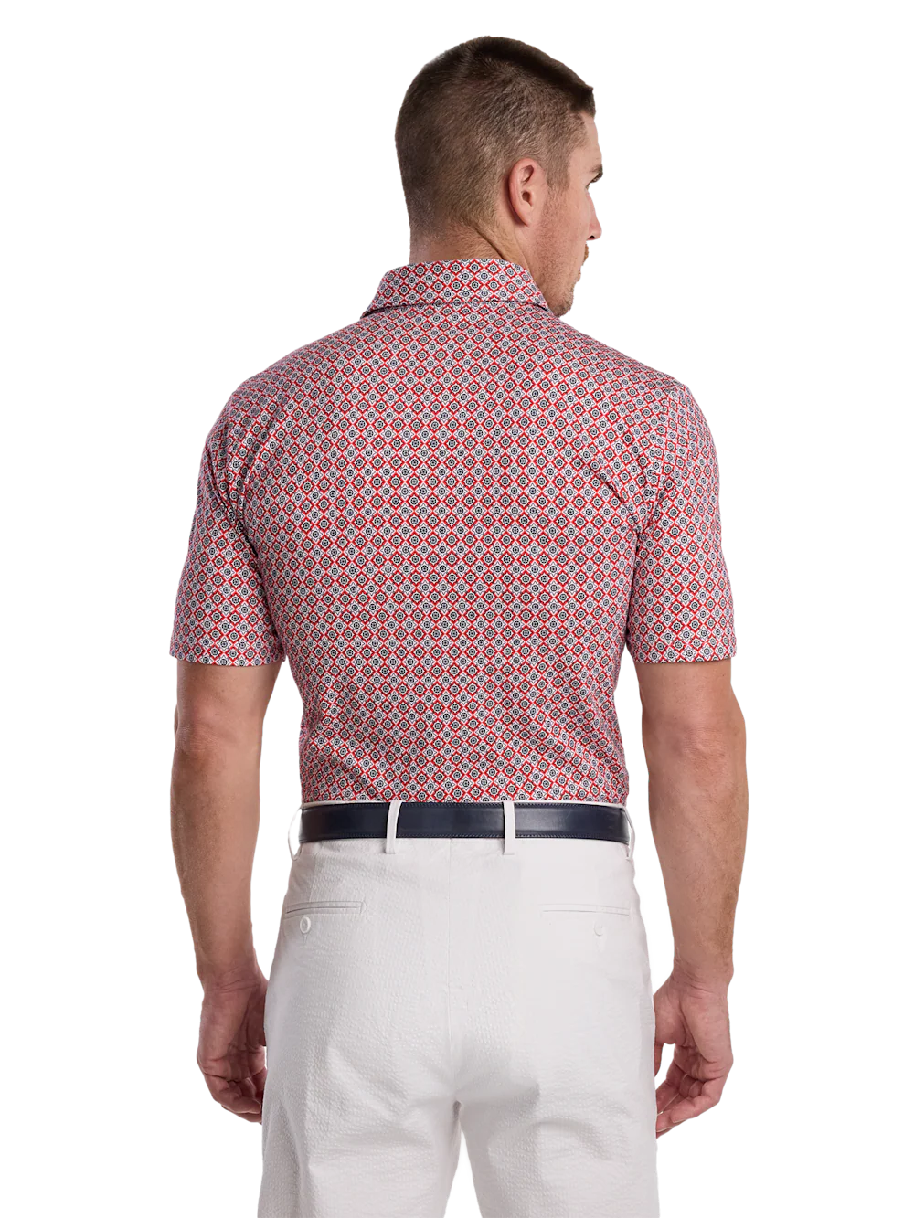 Cotton Three Button Polo - Red Multi - Image 6