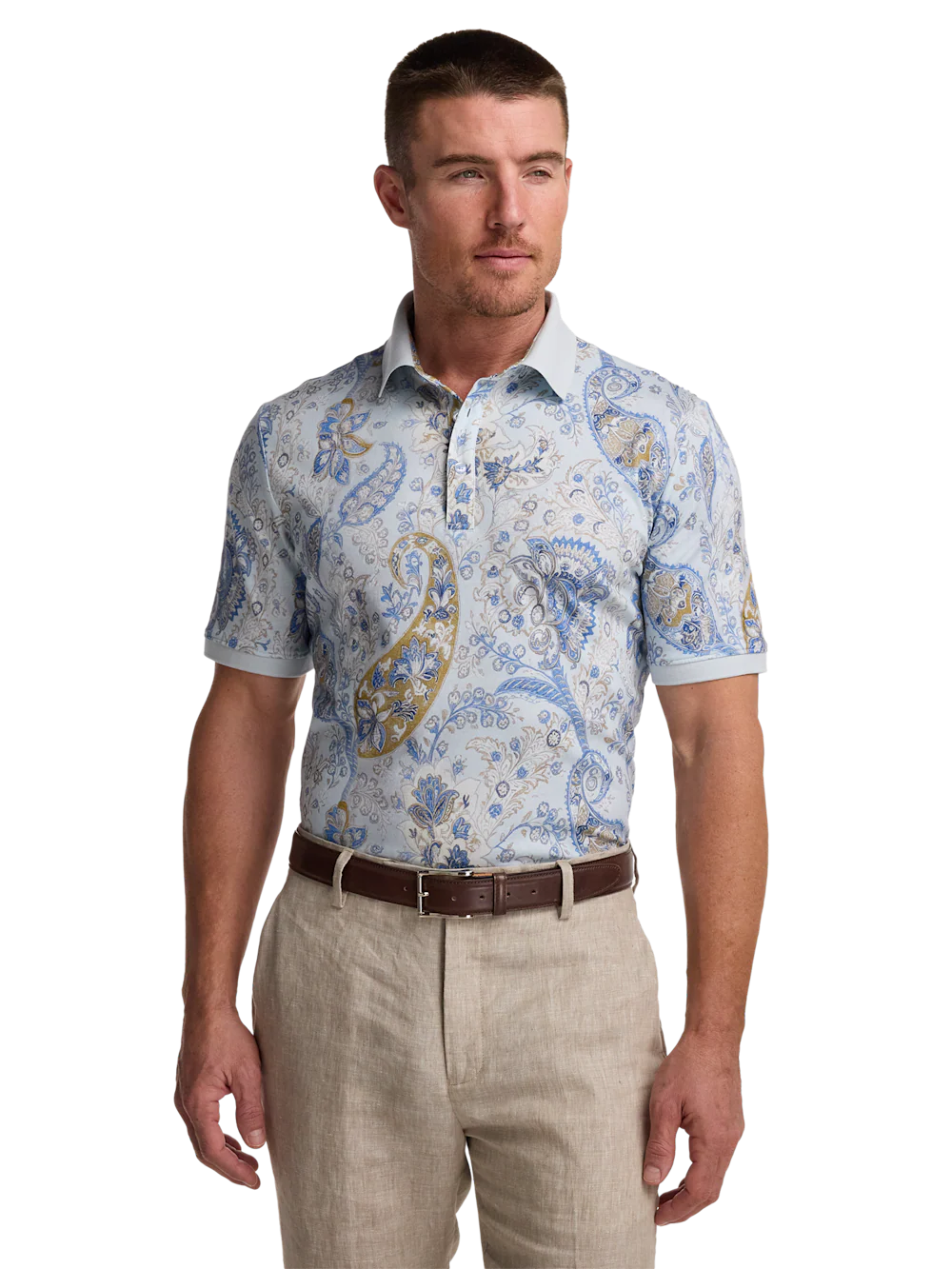 Cotton Three Button Polo - Light Blue - Image 3