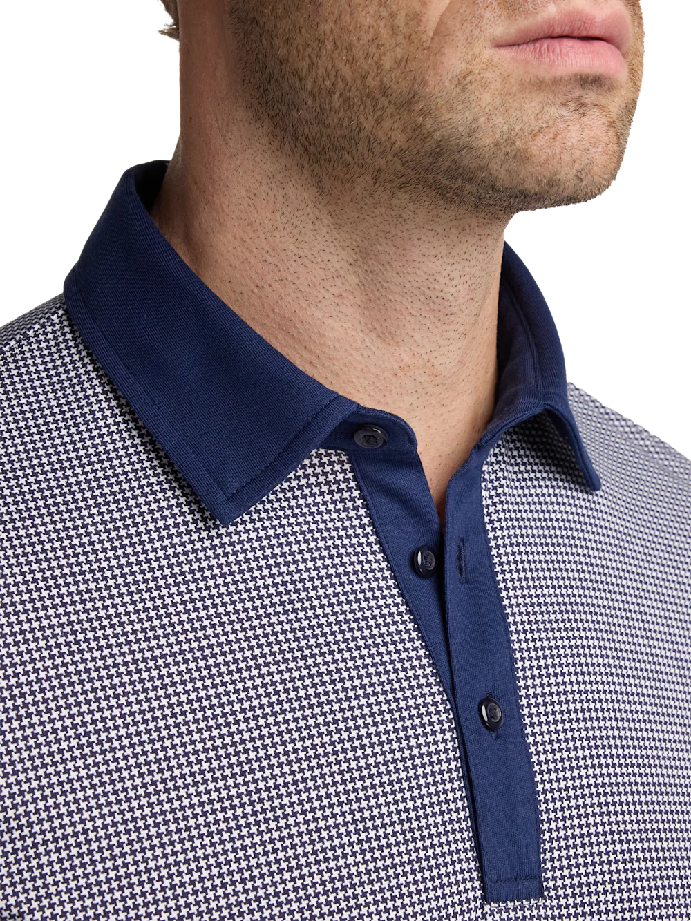 Cotton Three Button Polo - Navy - Image 4