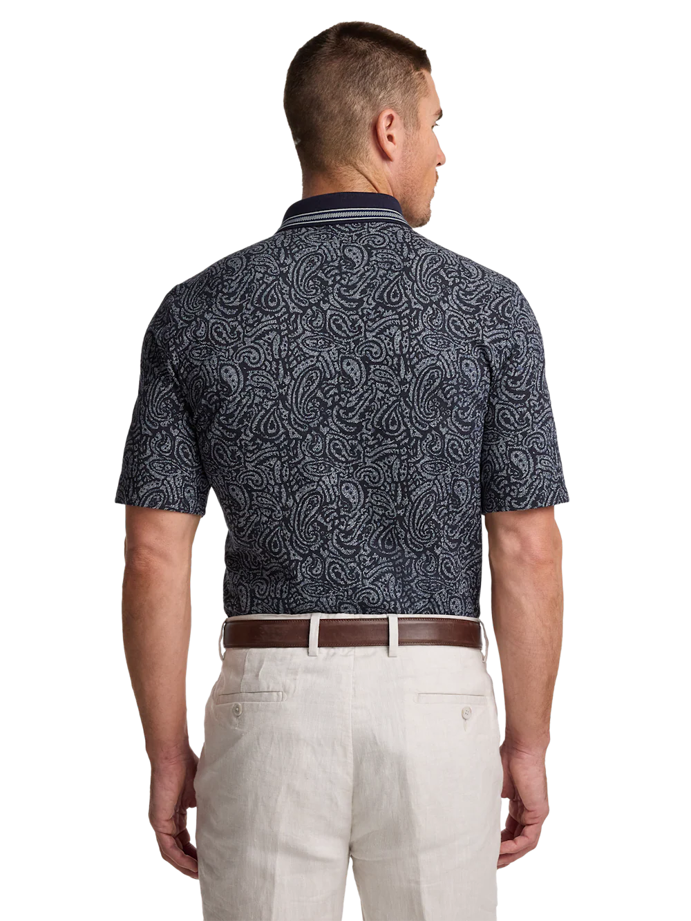 Cotton Three Button Polo - Navy - Image 6
