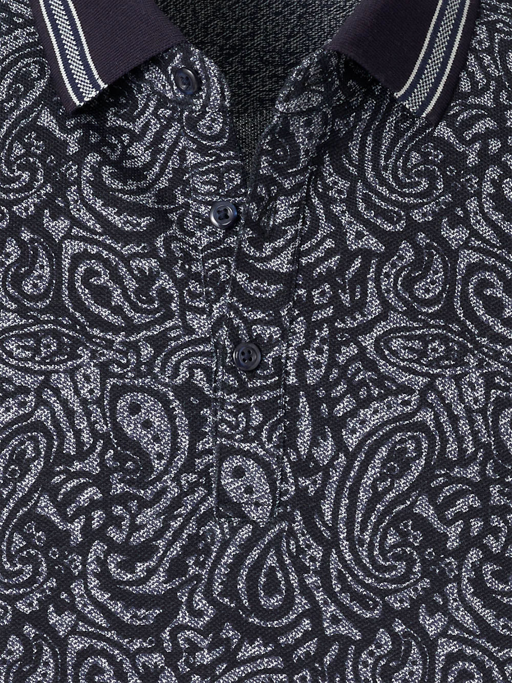 Cotton Three Button Polo - Navy - Image 7