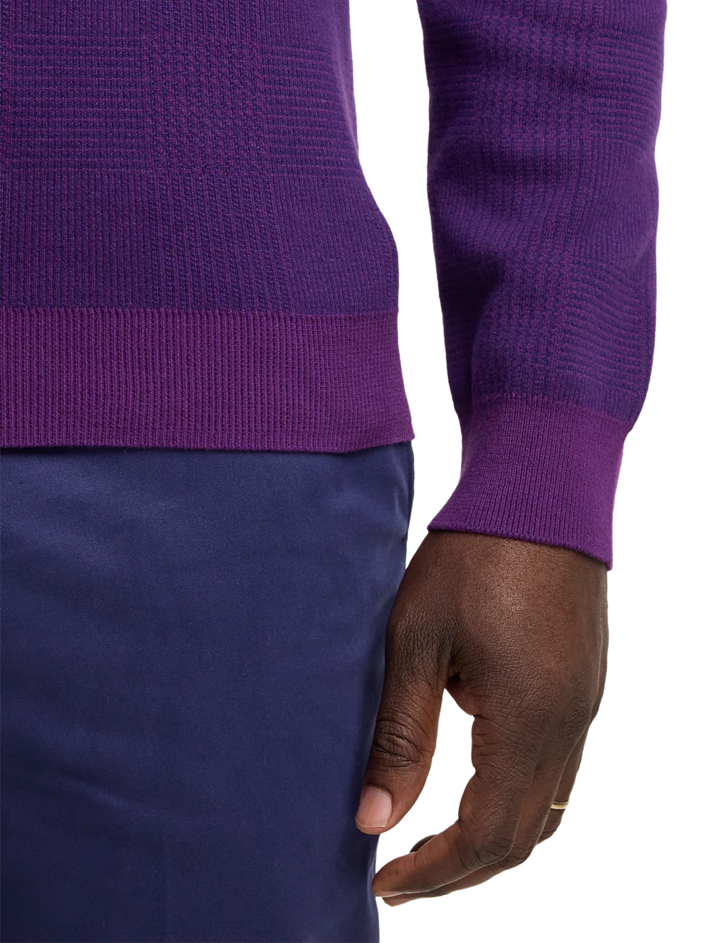Cotton Three Button Polo - Purple - Image 4