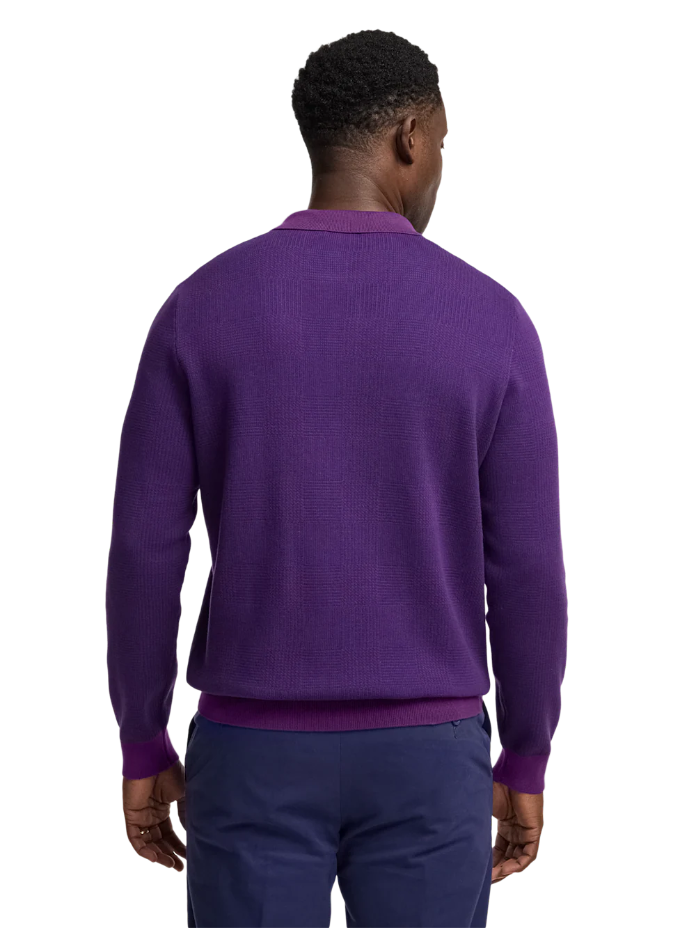 Cotton Three Button Polo - Purple - Image 5