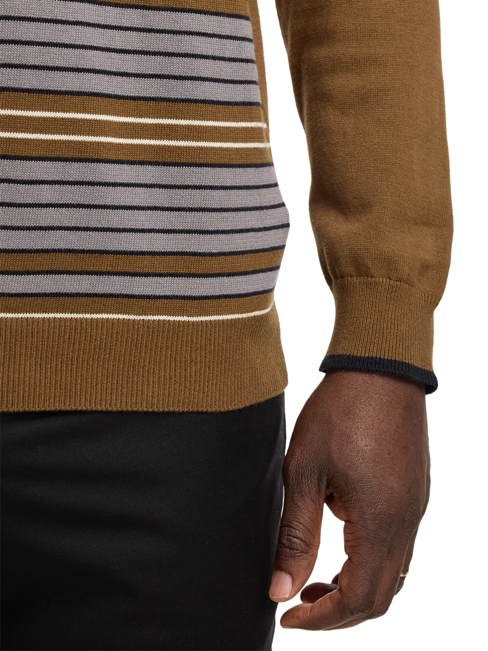 Cotton Three Button Polo - Brown - Image 4