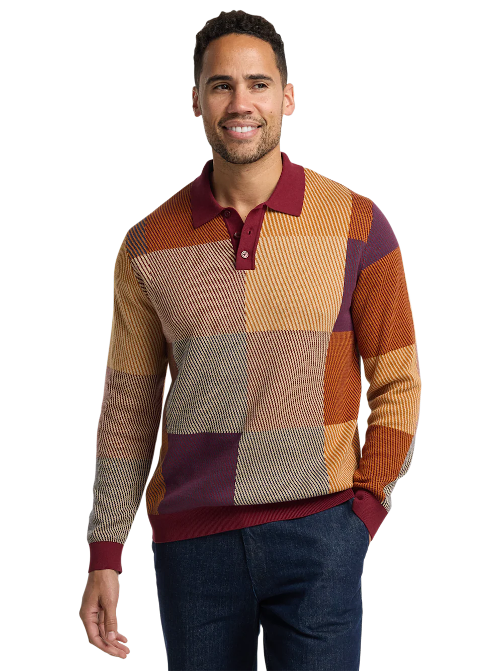 Cotton Three Button Polo - Multi - Image 2