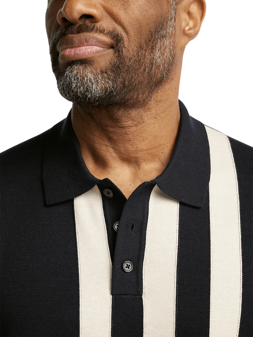 Cotton Three Button Polo - Black - Image 3