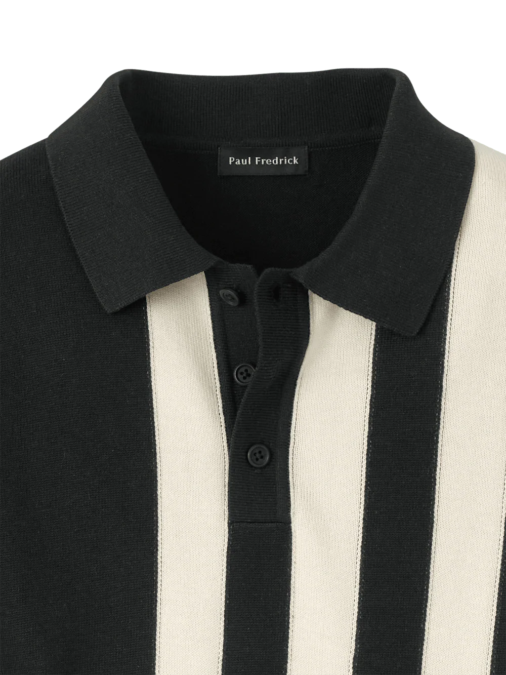 Cotton Three Button Polo - Black - Image 6