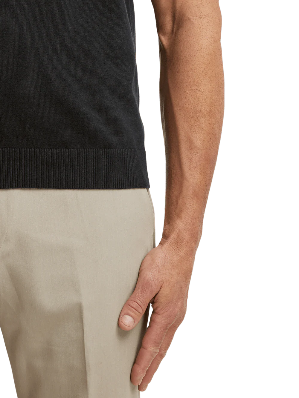 Cotton Three Button Polo - Black - Image 4