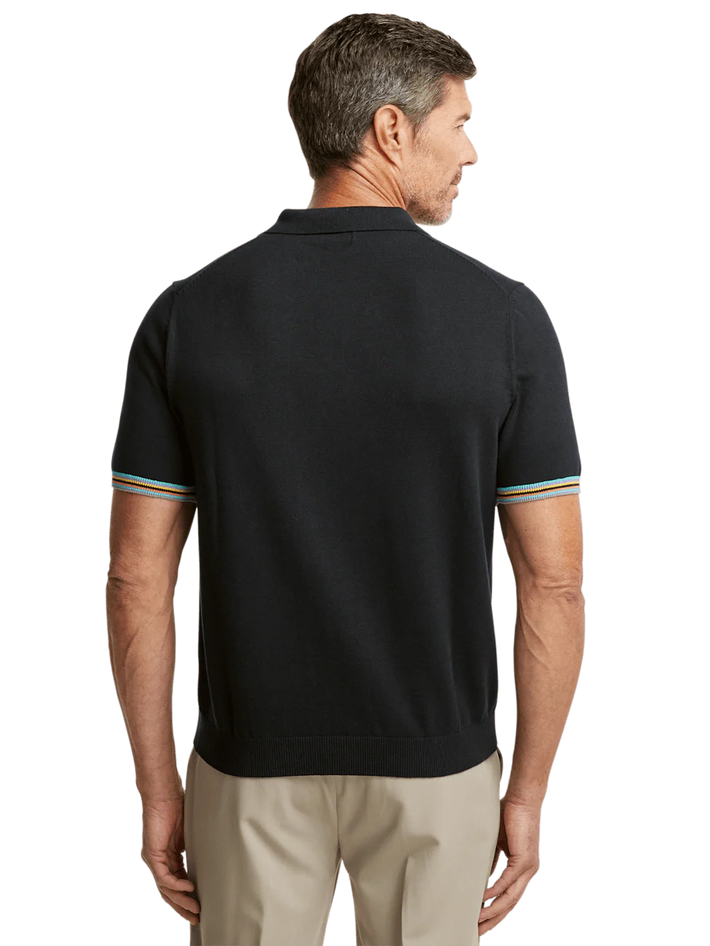 Cotton Three Button Polo - Black - Image 5