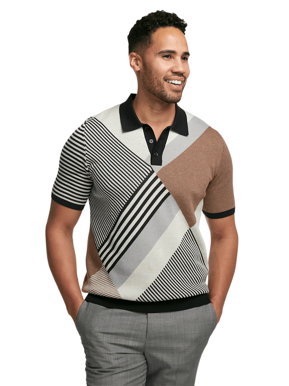 Cotton Three Button Polo - Multi - Image 2