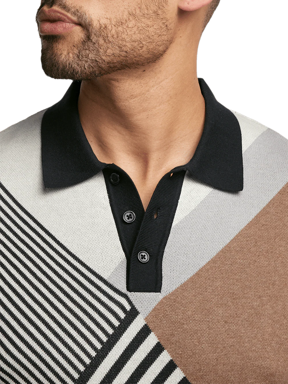 Cotton Three Button Polo - Multi - Image 3