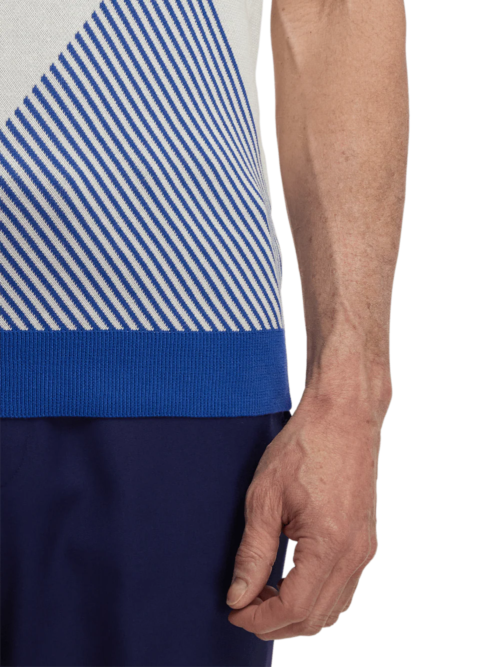 Cotton Three Button Polo - Blue Multi - Image 4