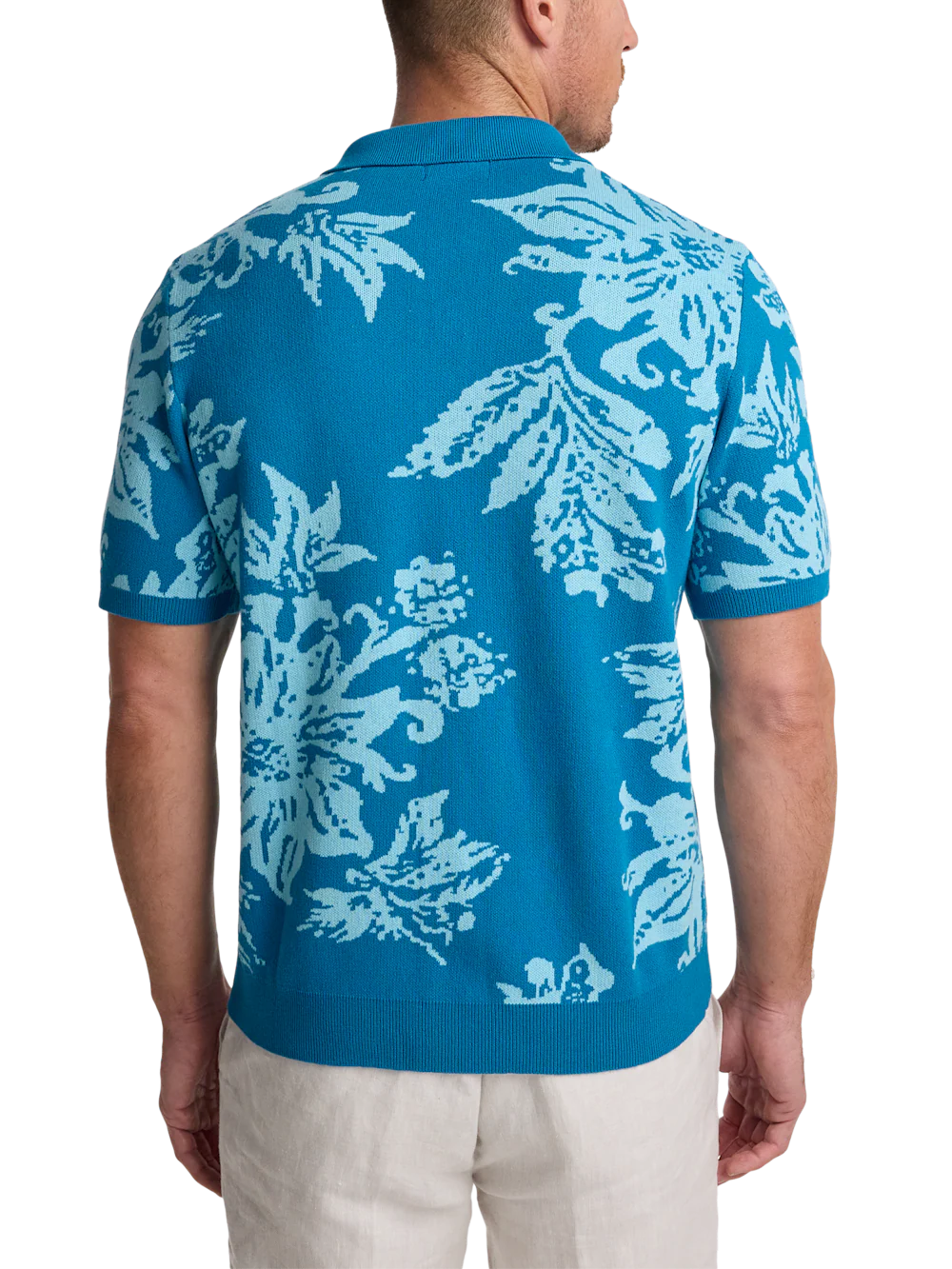 Cotton Three Button Polo - Blue - Image 5