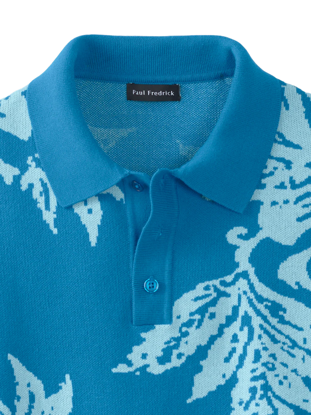 Cotton Three Button Polo - Blue - Image 6