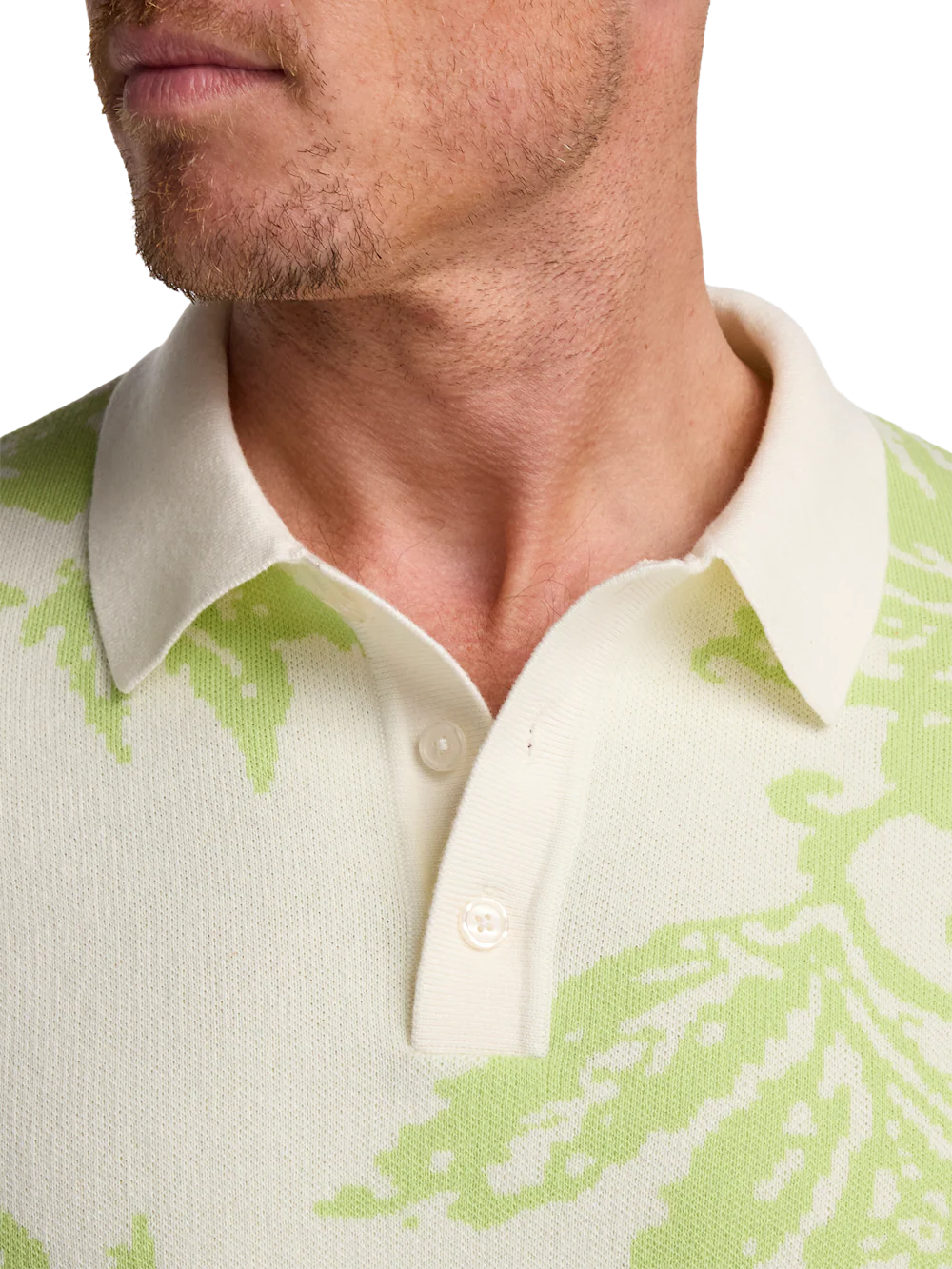Cotton Three Button Polo - Green - Image 3