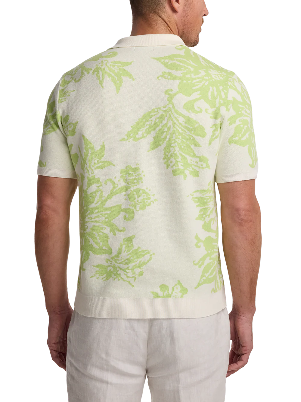 Cotton Three Button Polo - Green - Image 5