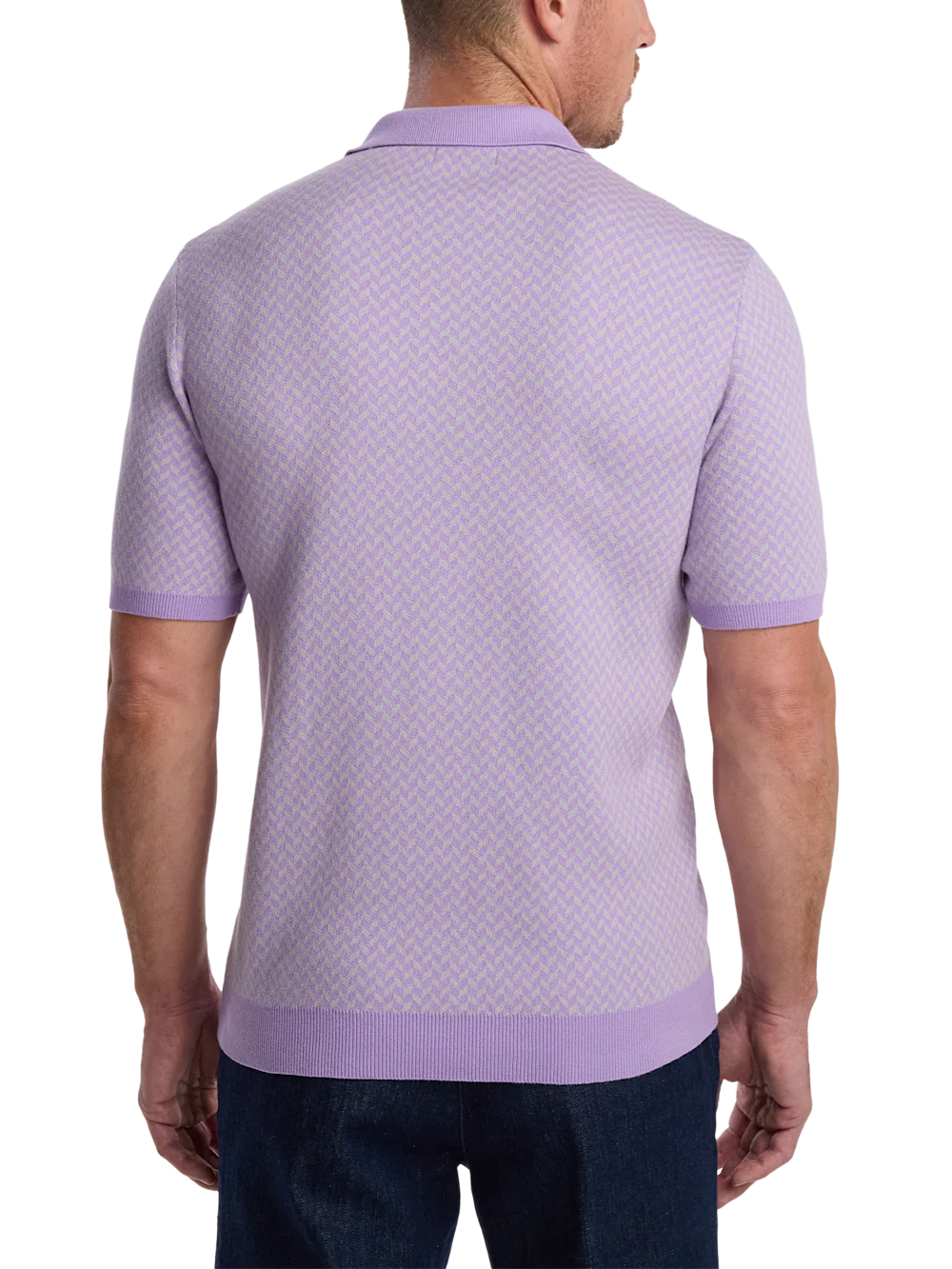 Cotton Three Button Polo - Purple/grey - Image 5