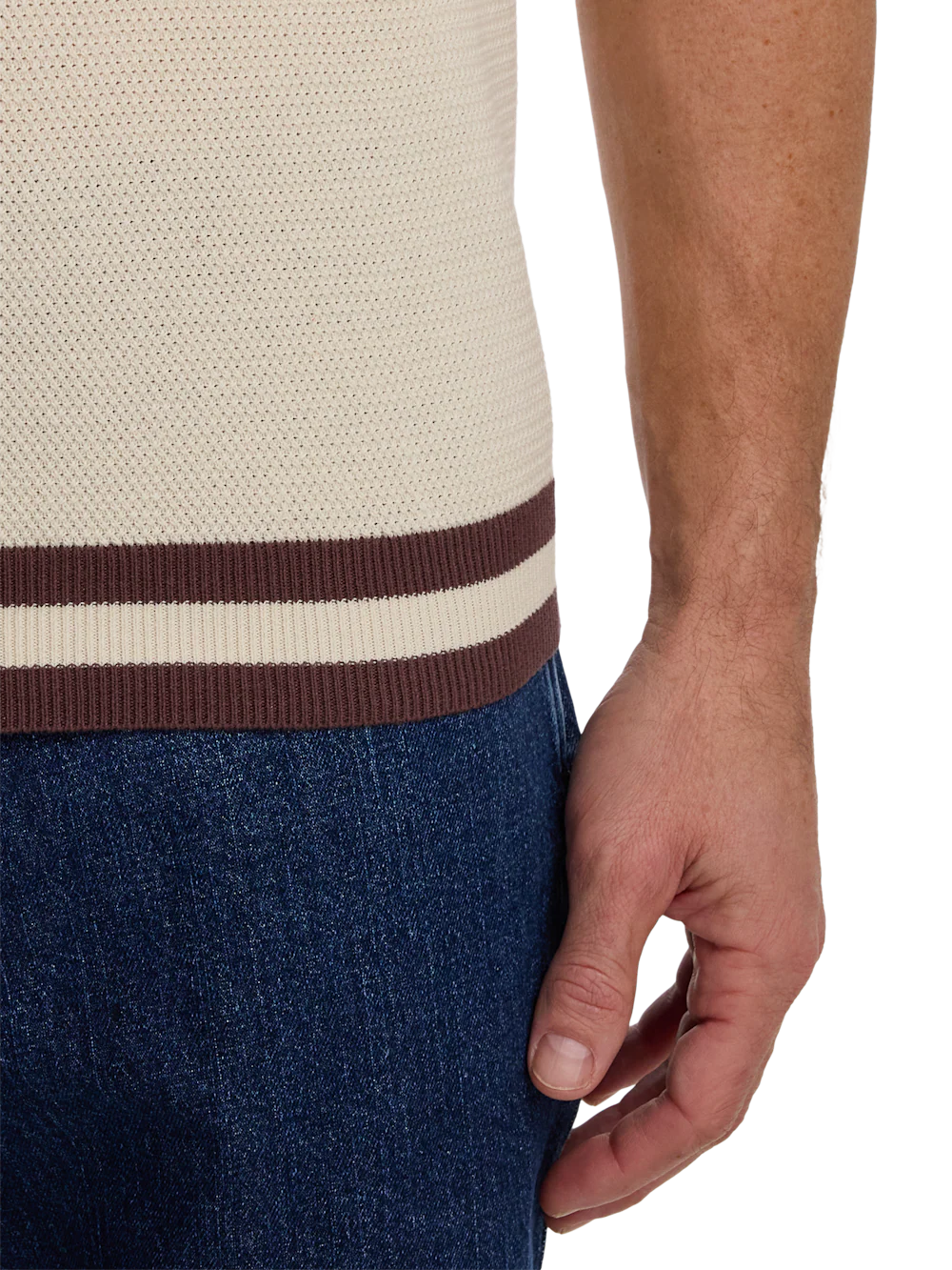 Cotton Three Button Polo - Tan - Image 4