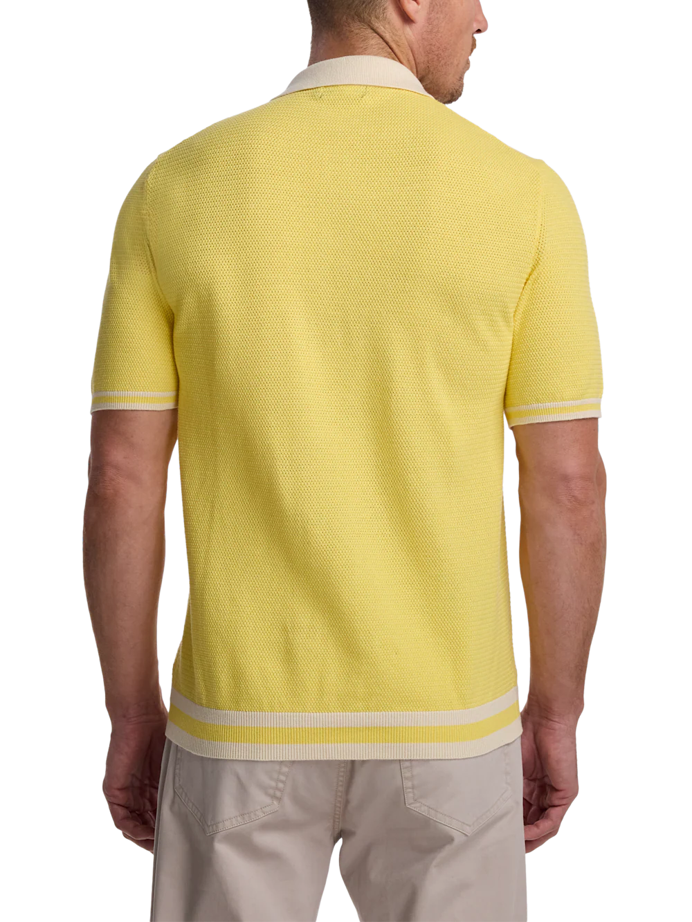 Cotton Three Button Polo - Yellow - Image 5