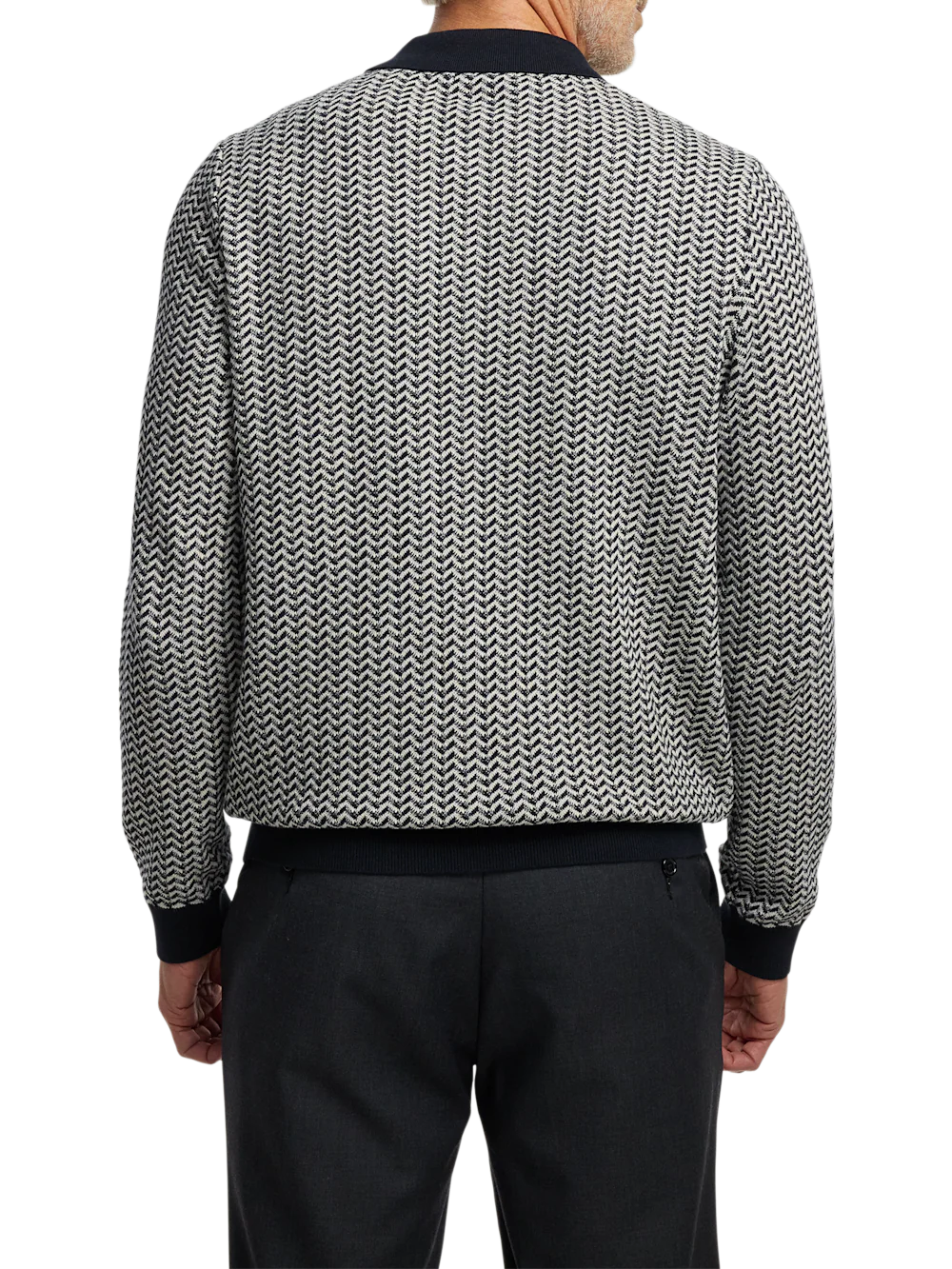 Cotton Three-button Polo - Black/ivory - Image 5