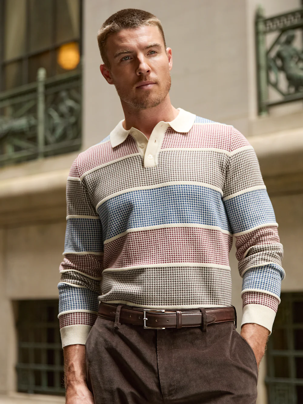Cotton Three Button Polo - Multi - Image 7