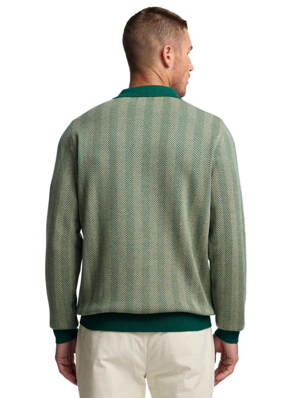 Cotton Three Button Polo - Green - Image 5