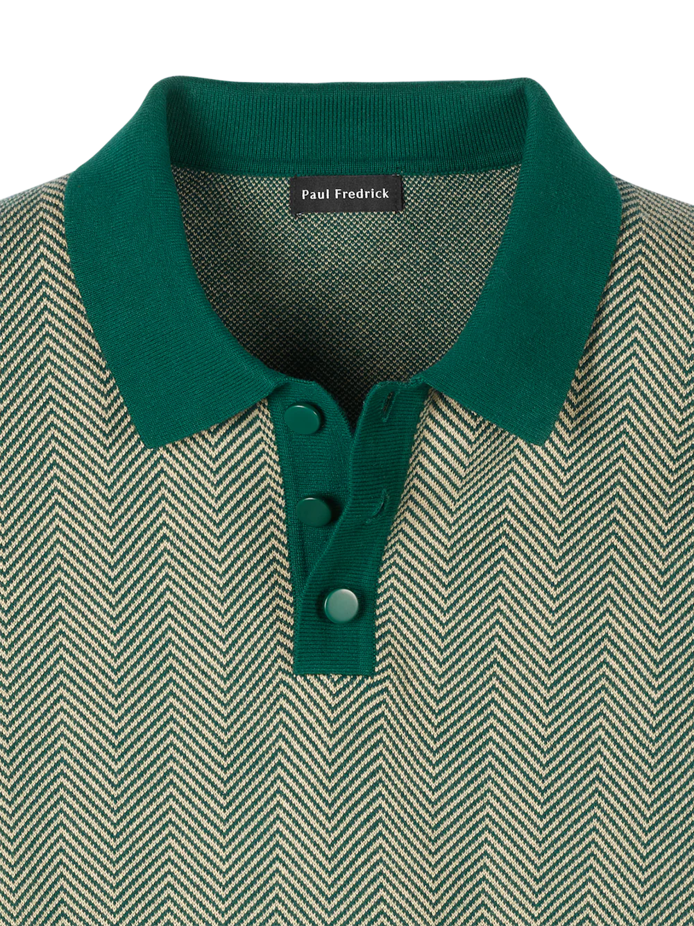 Cotton Three Button Polo - Green - Image 6