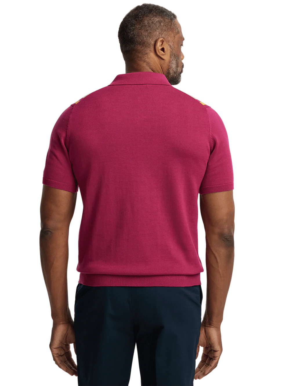 Cotton V-neck Polo - Burgundy - Image 5