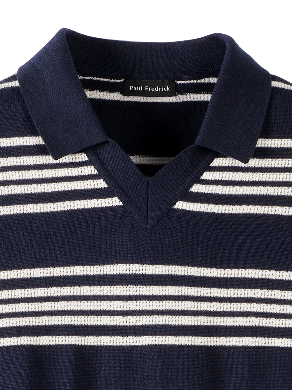 Cotton V-Neck Polo - Navy - Image 6