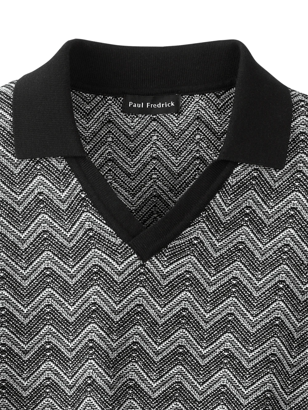 Cotton V-neck Polo - Black - Image 6