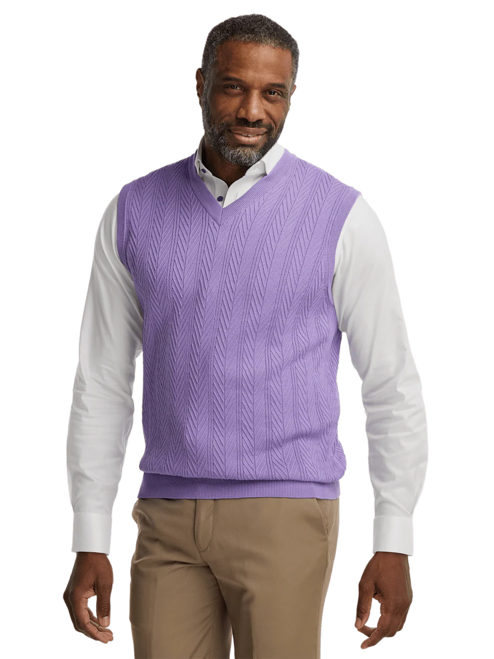 Cotton V-neck Vest - Purple - Image 2