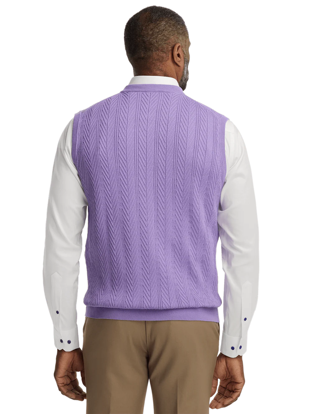 Cotton V-neck Vest - Purple - Image 5