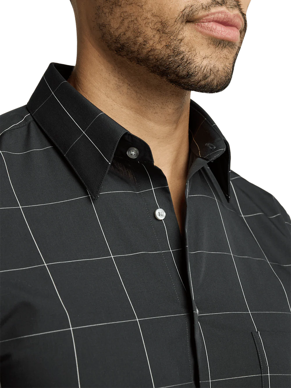 Cotton Windowpane Casual Shirt - Black - Image 3