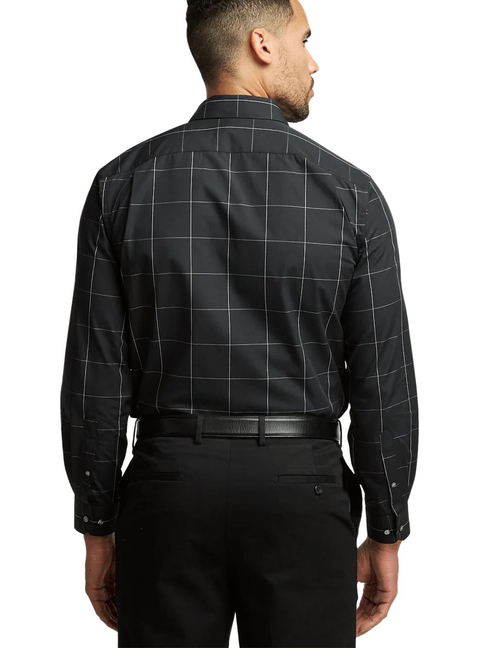 Cotton Windowpane Casual Shirt - Black - Image 5