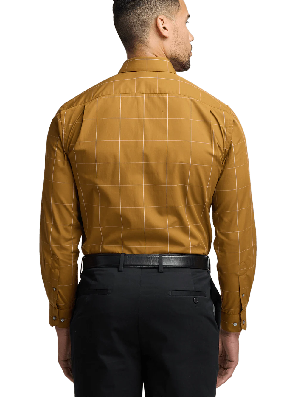Cotton Windowpane Casual Shirt - Brown - Image 5