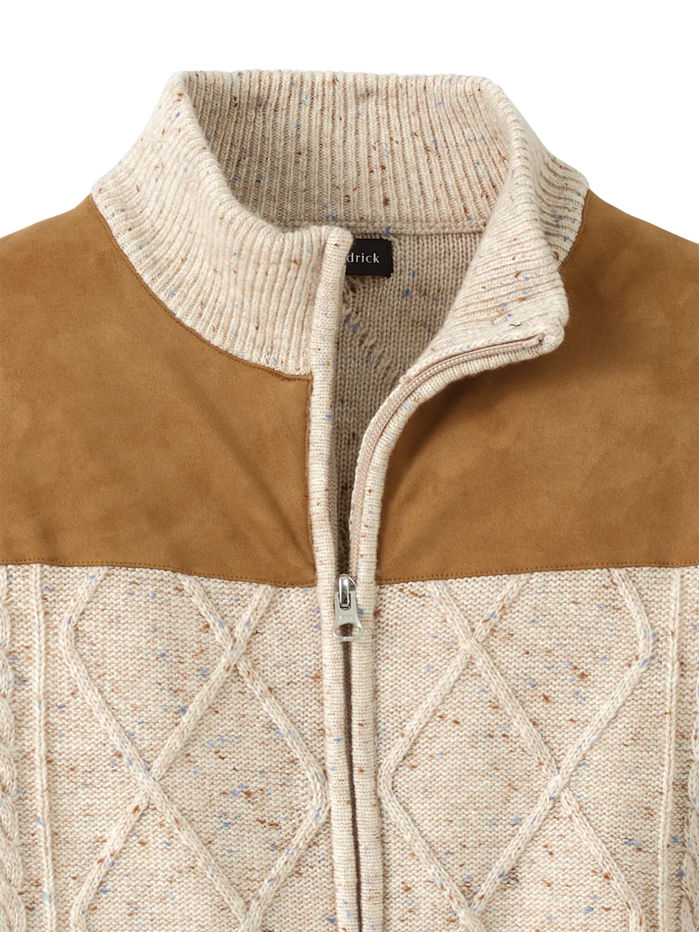 Donegal Full Zip Mock Neck Sweater - Ivory - Image 6