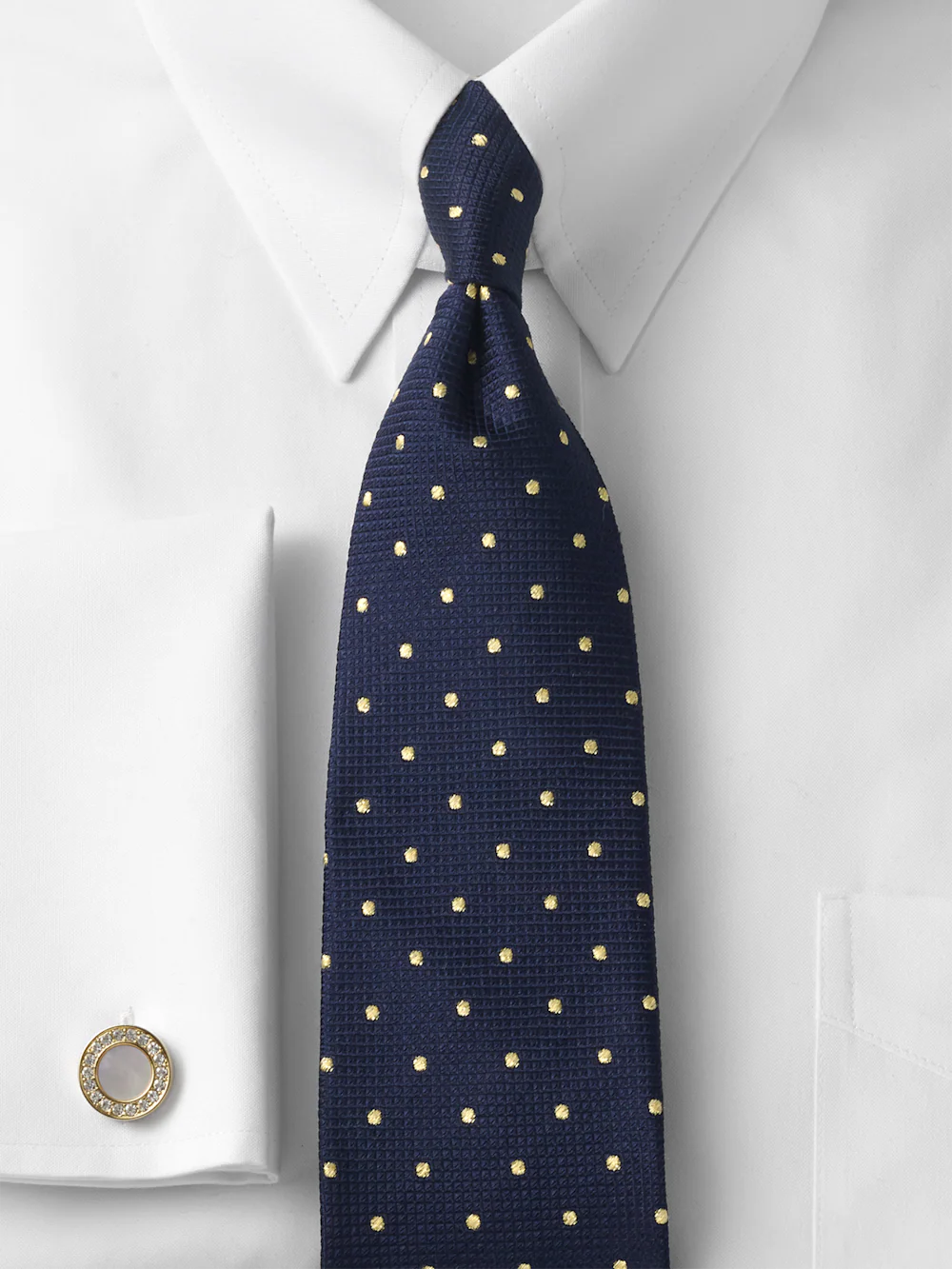Dot Lurex Woven Silk Tie - Blue - Image 2