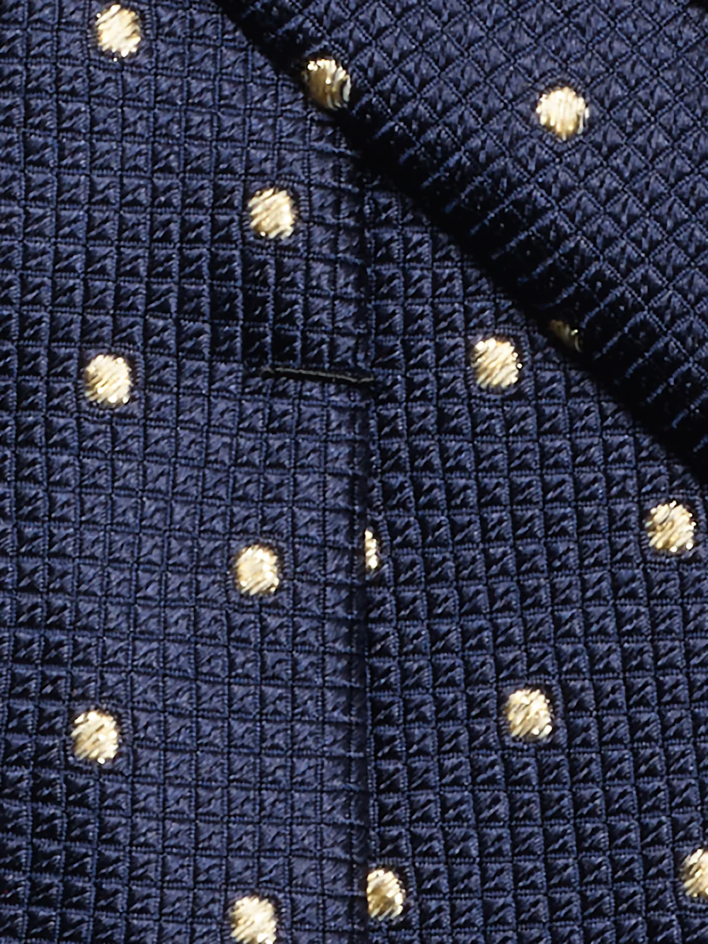 Dot Lurex Woven Silk Tie - Blue - Image 4