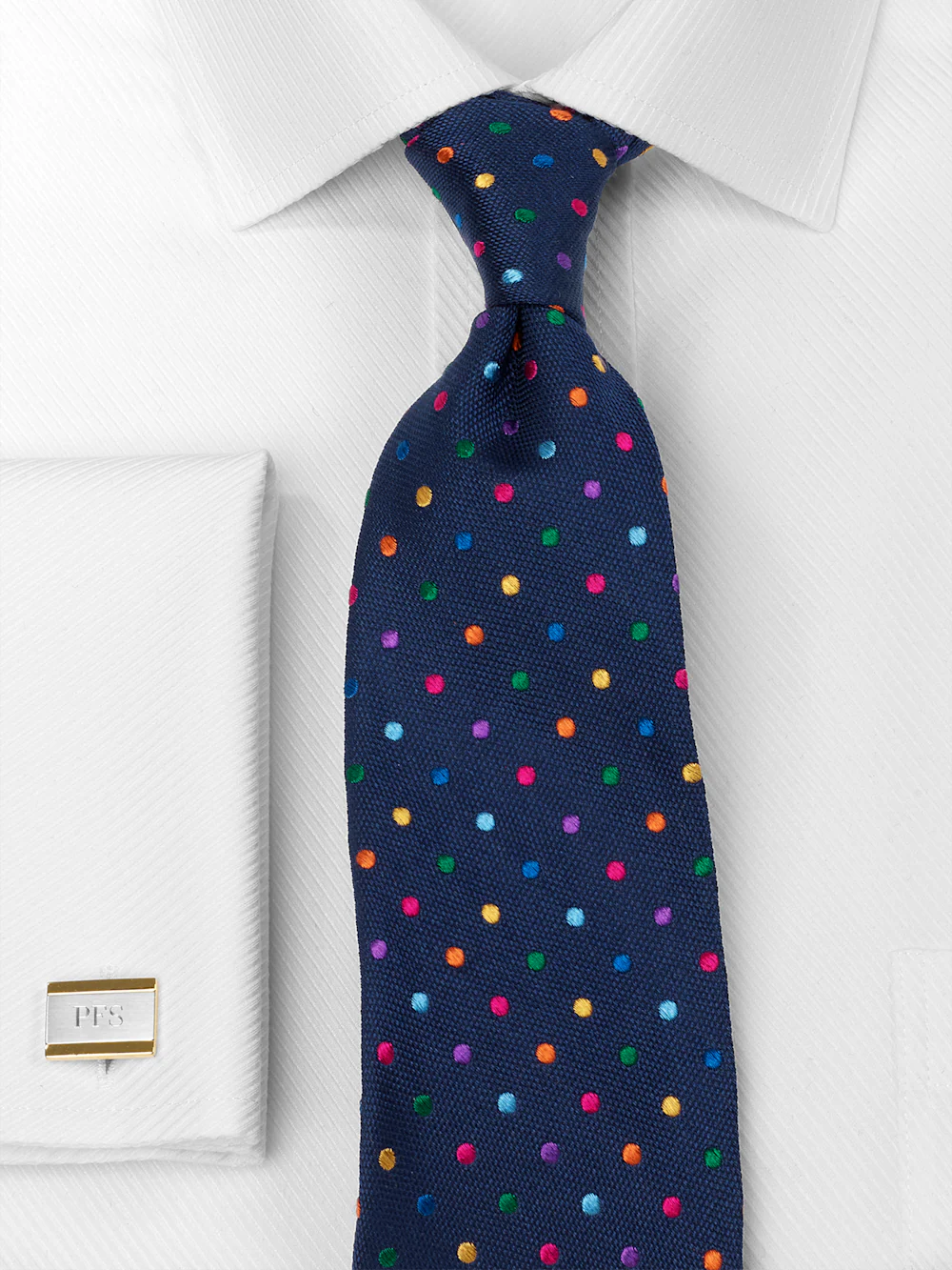 Dot Woven Silk Tie - Navy Multi - Image 2