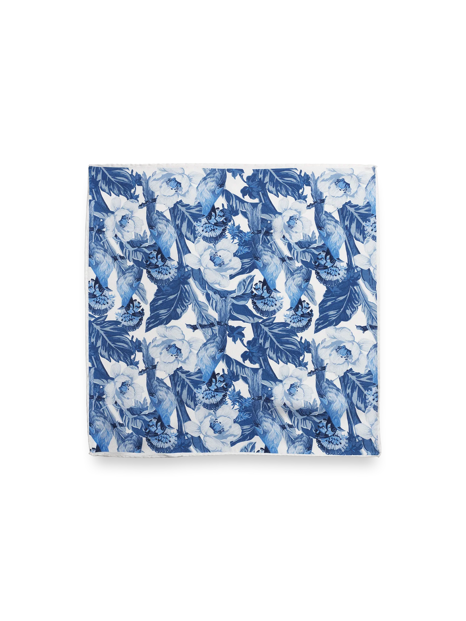 Floral Silk Pocket Square - Blue/white - Image 2
